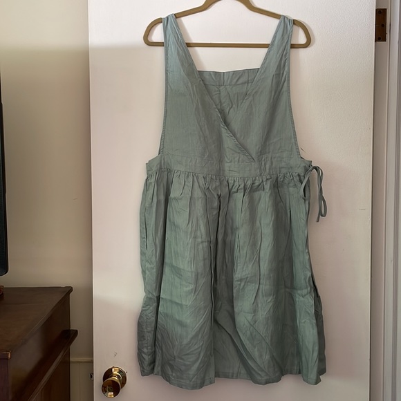 🌟HOST PICK🌟 NWOT Listicle Large Mint Green Linen Pinafore Jumper Apron Dress - Picture 5 of 9